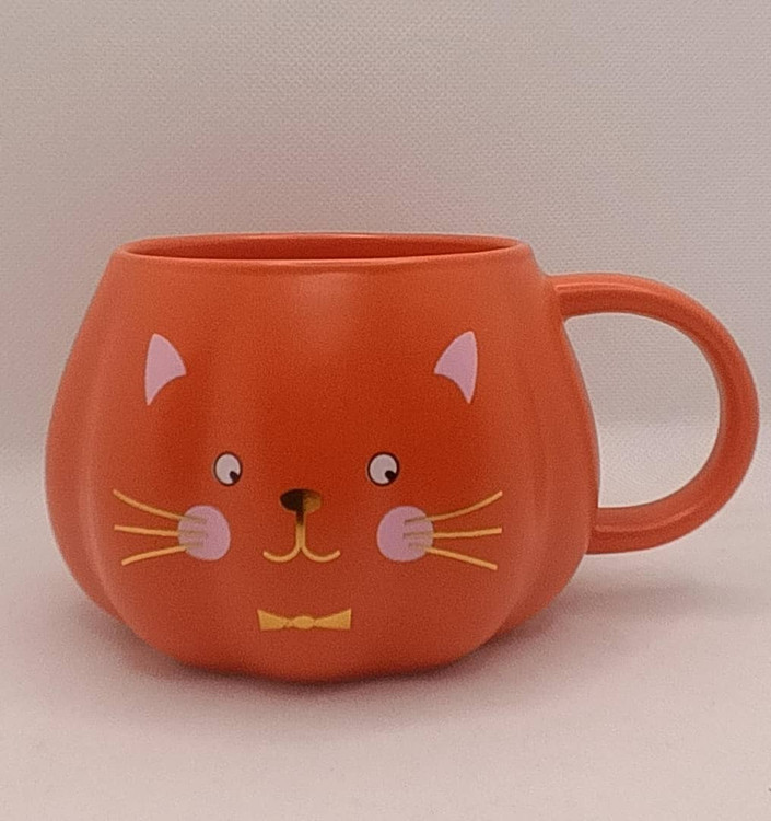 ماگ فانتزی نارنجی رنگ طرح گربه