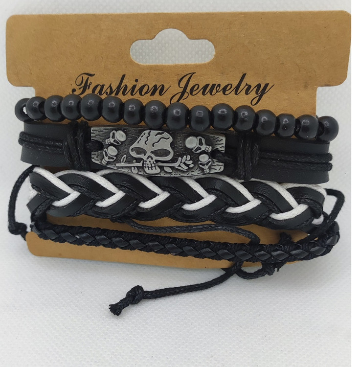 دستبند مردانه چرمی بسته چهارتایی