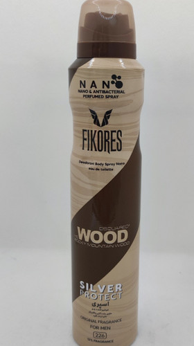 اسپری بدن مردانه فیکورس Wood با ماندگاری بالا و حجم ۲۰۰ میلی لیتر
