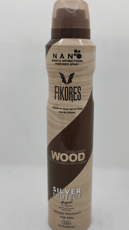اسپری بدن مردانه فیکورس Wood با ماندگاری بالا و حجم ۲۰۰ میلی لیتر