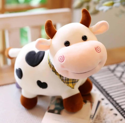 عروسک پولیشی گاو بامزه قلبی طول ۲۲ سانتی متر