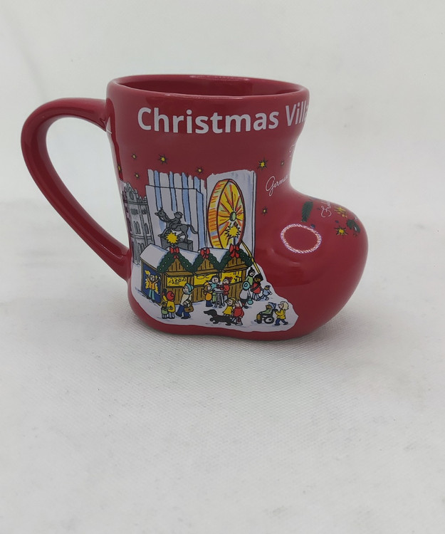 ماگ سرامیکی دسته دار کریسمسی طرح چکمه ای christmas village in philadelphia