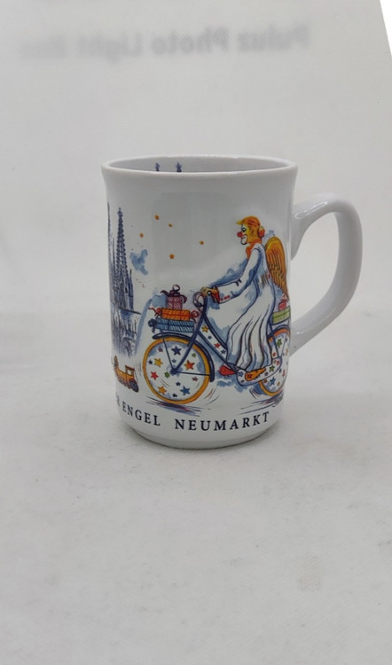 ماگ سرامیکی دسته دار وارداتی طرح بابانوئل فرشته دوچرخه سوار