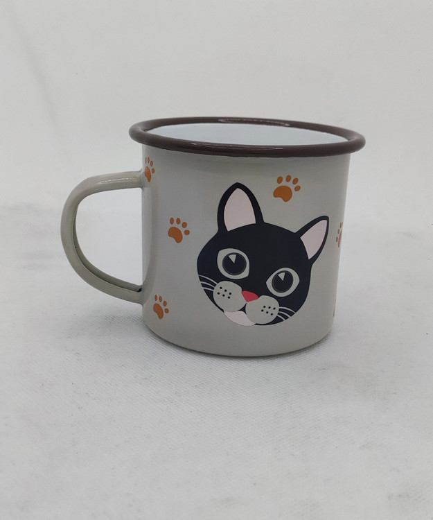 ماگ دسته دار فلزی طرح گربه و پنجه