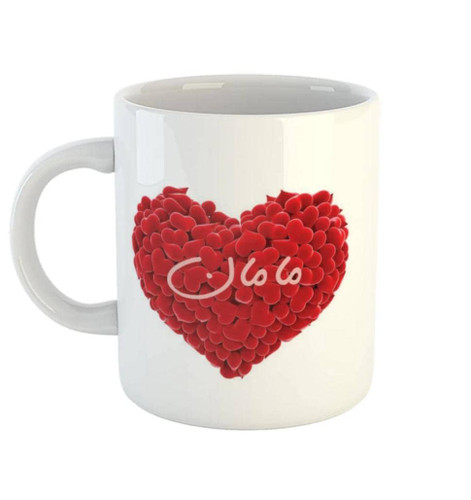 ماگ سرامیکی دسته دار طرح مامان و قلب