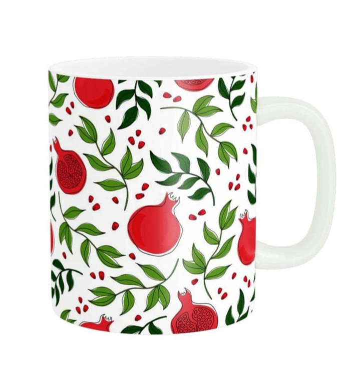 ماگ سرامیکی دسته دار طرح انار یلدا