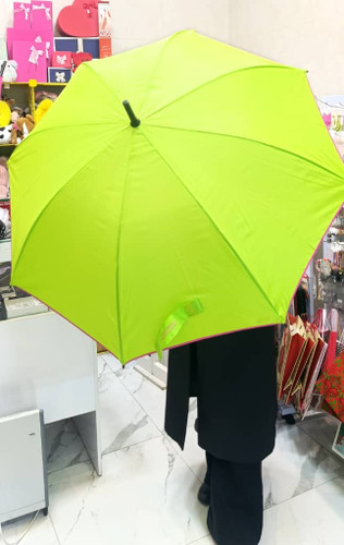 چتر دسته عصایی رنگ سبز فسفری مناسب بانوان