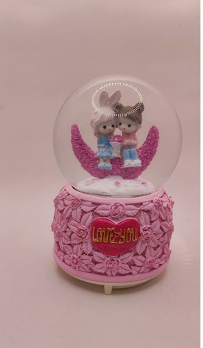 گوی موزیکال پمپاژی طرح زوج روی ماه با قابلیت تغییر رنگ نور و موزیک