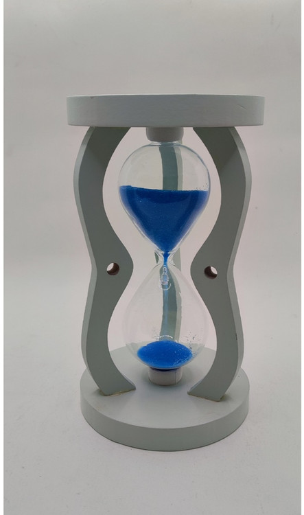 ساعت شنی پایه چوبی با شن آبی