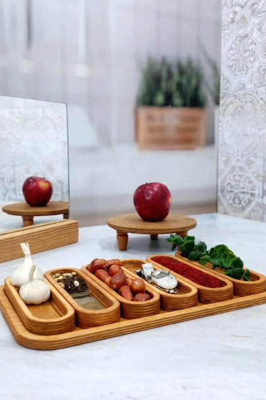 هفت سین چوبی سینی دار ( بدون آینه )