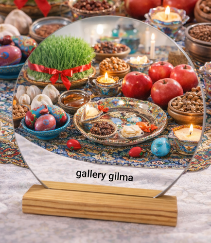 آینه با پایه چوبی مناسب سفره هفت سین