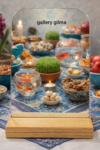 آینه با پایه چوبی مناسب سفره هفت سین
