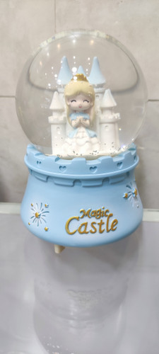 گوی کریستالی موزیکال پمپاژی Magic Castle سایز ۱۲ طرح سیندرلا و قلعه با قابلیت تغییر نور و تغییر آهنگ