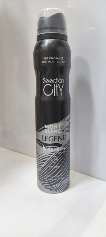 اسپری خوشبو کننده بدن مردانه Selection City با رایحه Mont Blanc Legend با حجم ۲۰۰ میلی لیتر و ماندگاری خوب
