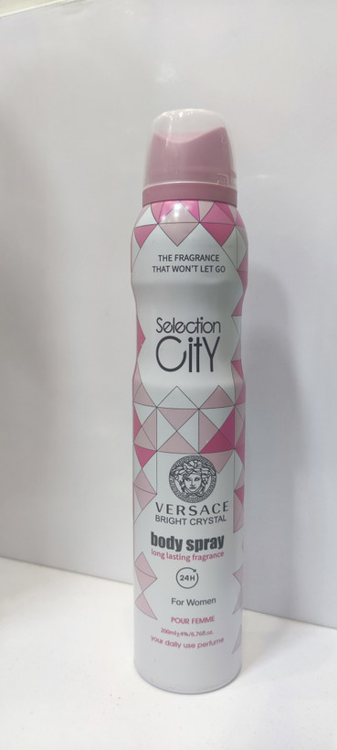 اسپری بدن زنانه Selection City با رایحه Versace حجم ۲۰۰ میلی لیتر و ماندگاری ۲۴ ساعته