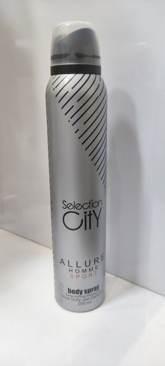 اسپری خوشبو کننده بدن مردانه Selection City با رایحه Allure Homme Sport حجم ۲۰۰ میلی لیتر و ماندگاری ۲۴ ساعته