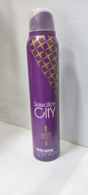 اسپری خوشبو کننده بدن زنانه Selection City با رایحه Alien حجم ۲۰۰ میلی لیتر و ماندگاری ۲۴ ساعته