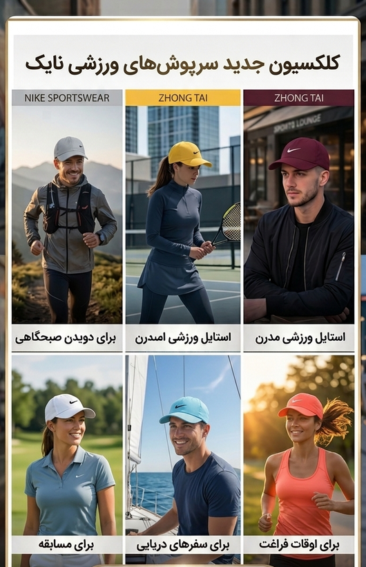کلاه کپ ورزشی طرح نایکی در رنگ های مختلف ( در حال حاضر سفید ، طوسی ، زرد ، نارنجی ، زرشکی ، آبی )