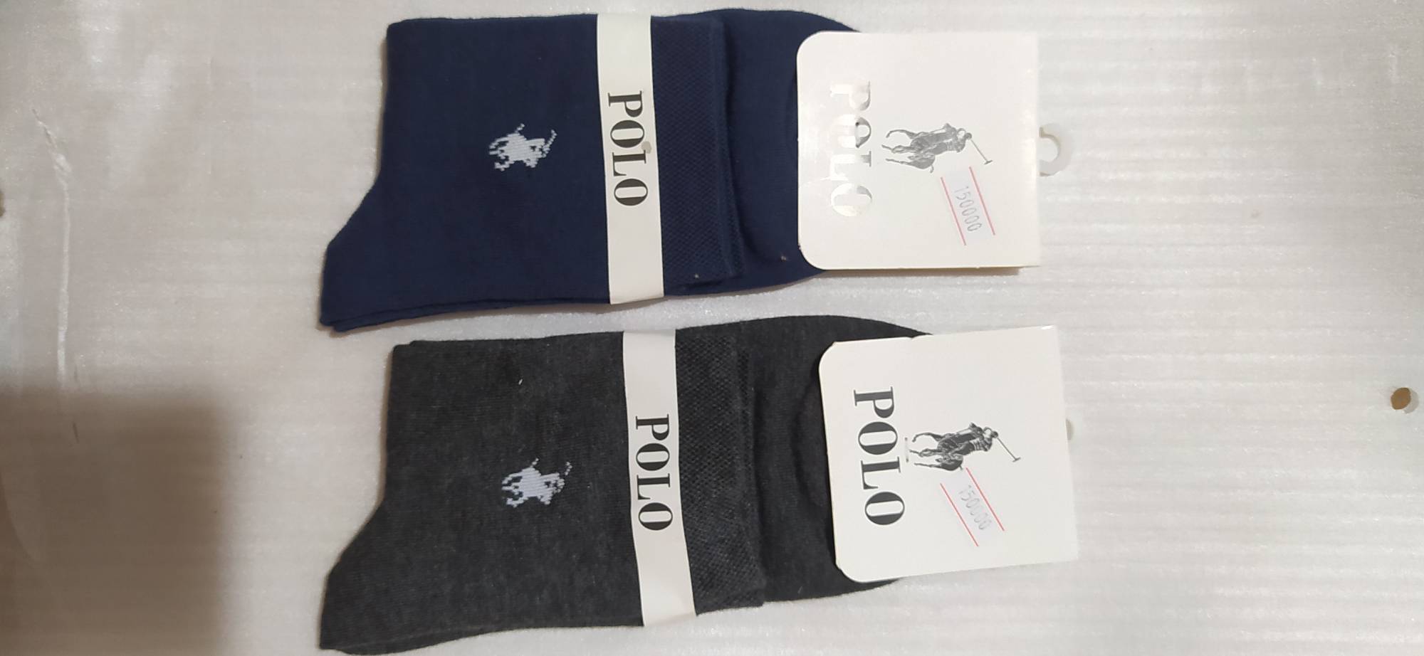 جوراب ساق بلند مردانه طرح polo موجود در رنگ های سرمه ای و خاکستری