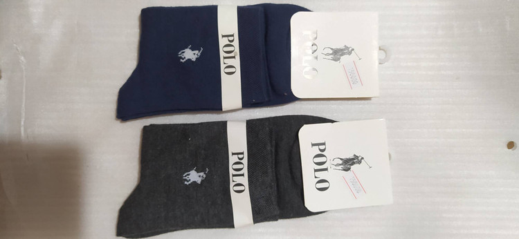 جوراب ساق بلند مردانه طرح polo موجود در رنگ های سرمه ای و خاکستری